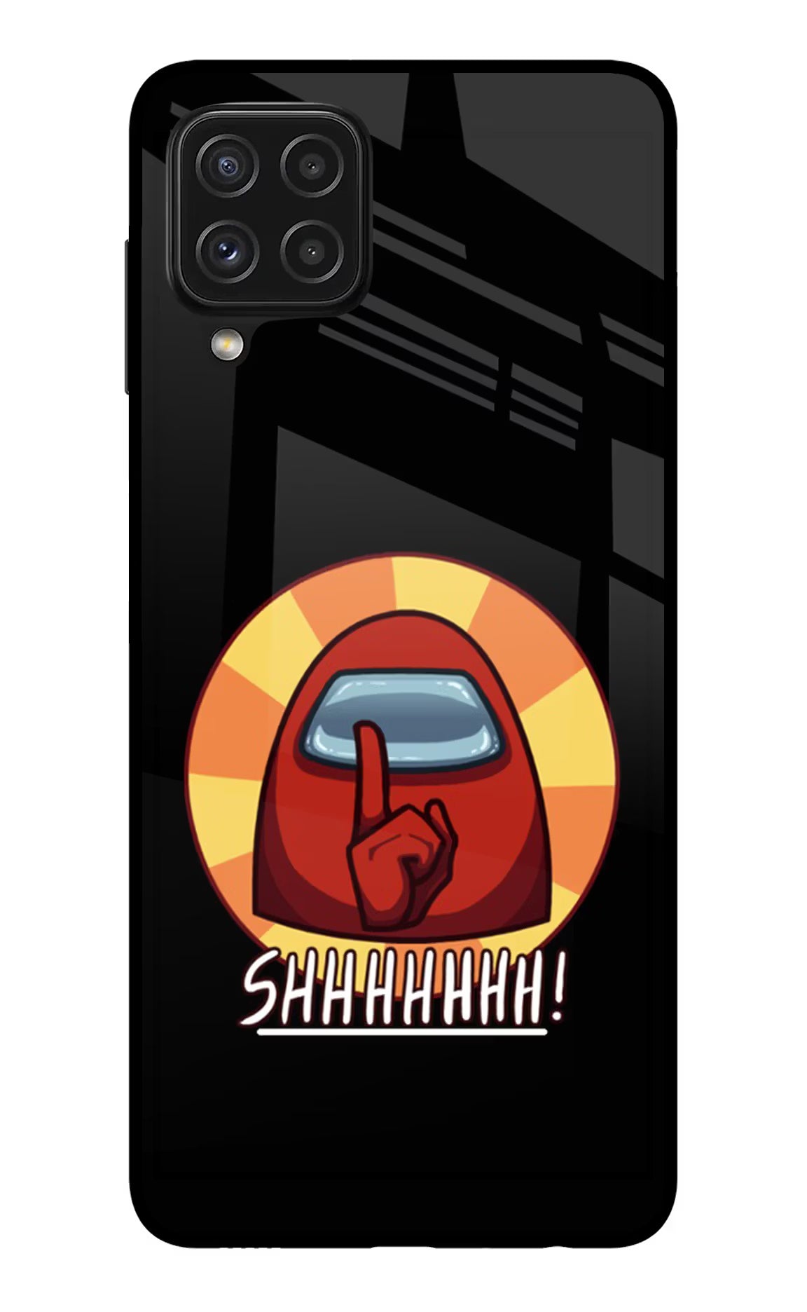 Among Us Shhh! Samsung A22 4G Glass Case Back Cover by Casekaro