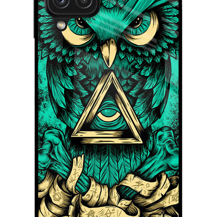 Green Owl Samsung A22 4G Glass Case