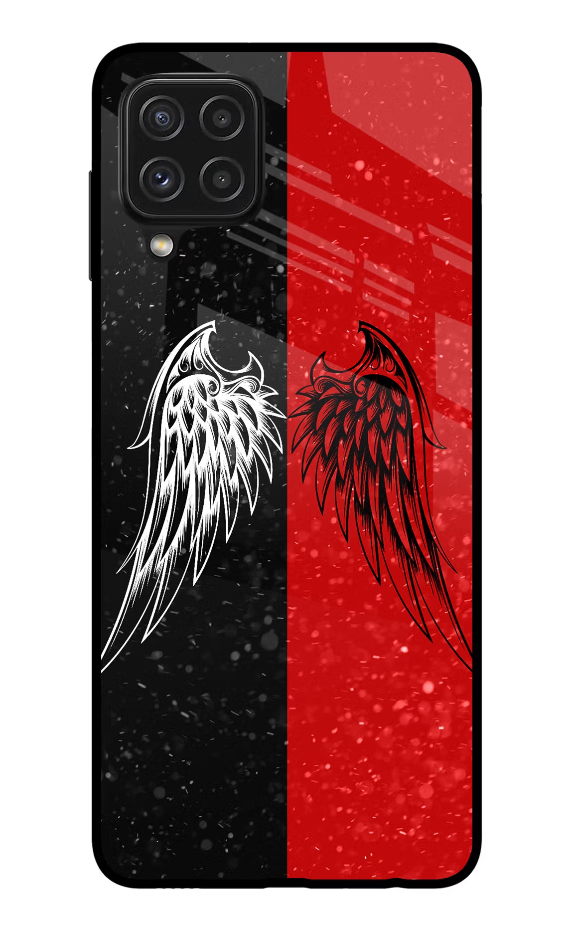 Wings Samsung A22 4G Glass Case Back Cover by Casekaro