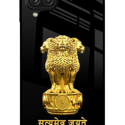 Satyamev Jayate Golden Samsung A22 4G Glass Case