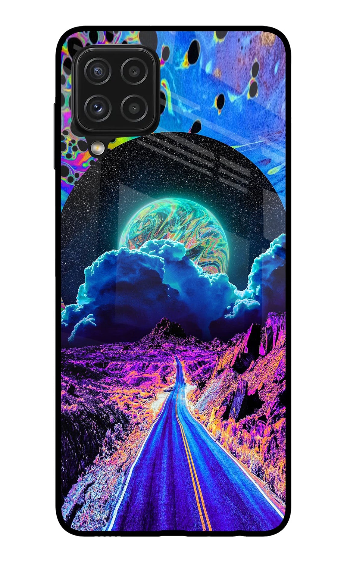 Psychedelic Painting Samsung A22 4G Glass Case