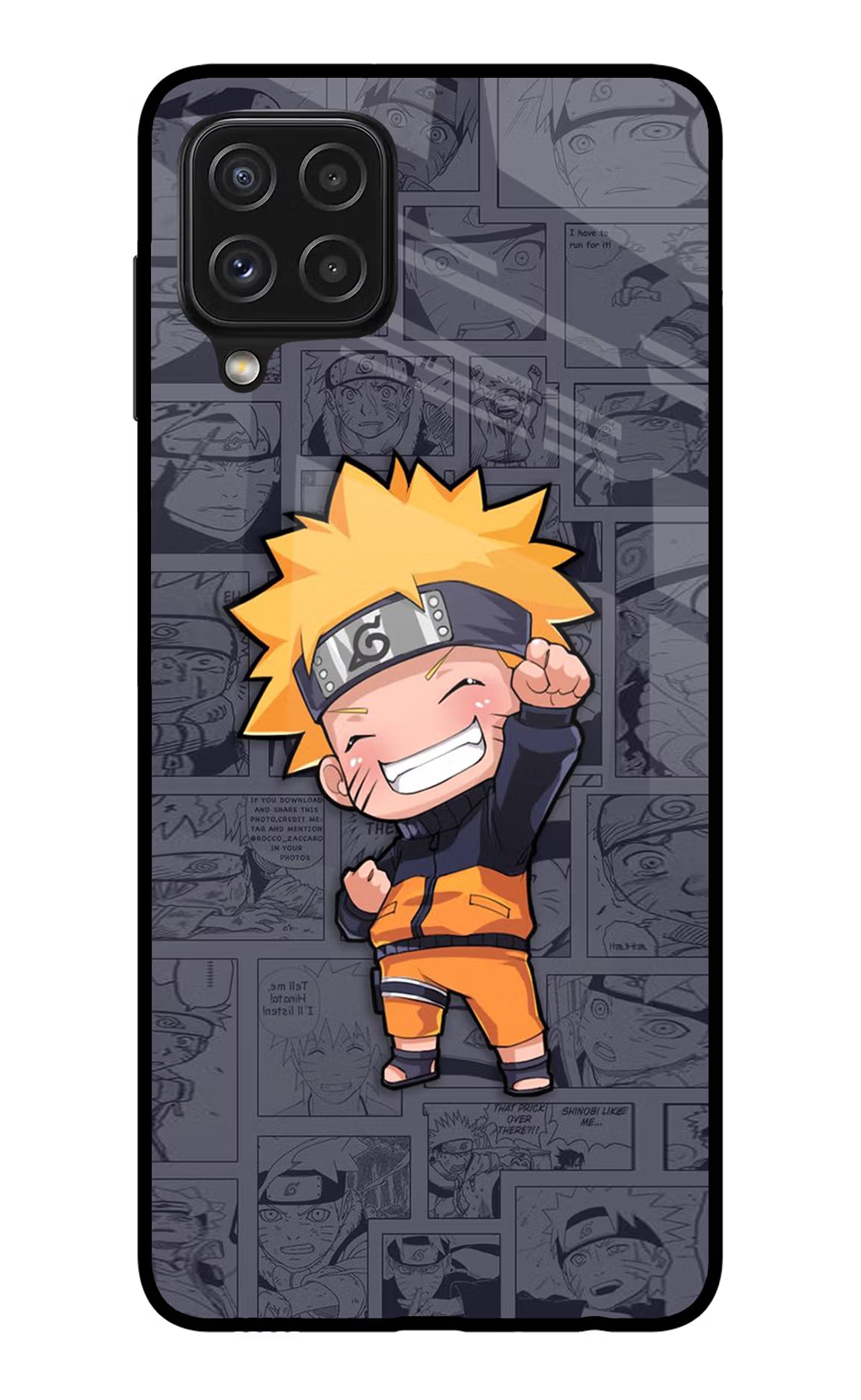 Chota Naruto Samsung A22 4G Glass Case Back Cover by Casekaro