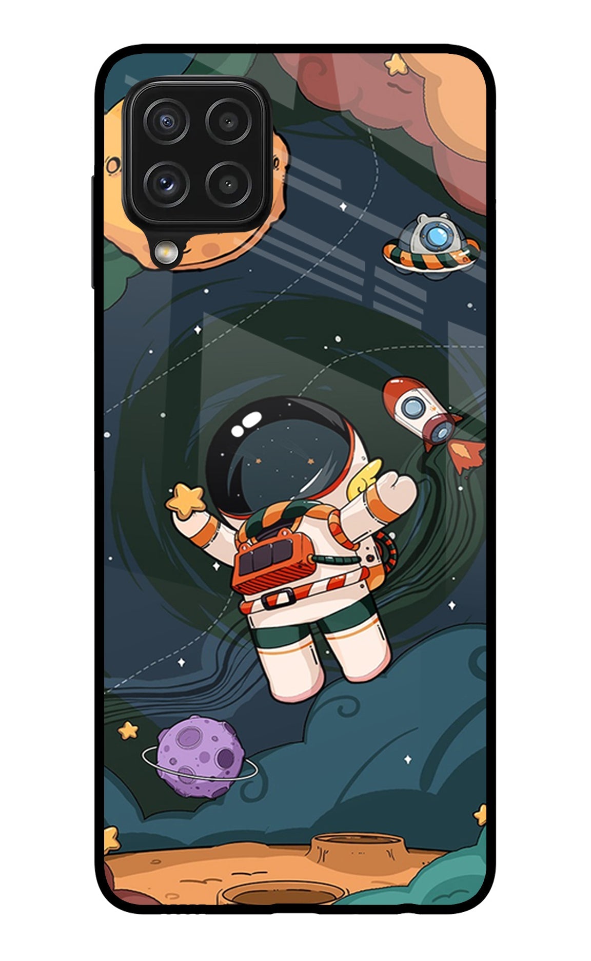 Cartoon Astronaut Samsung A22 4G Glass Case