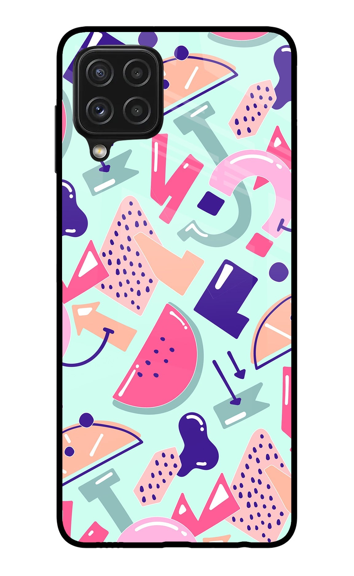 Doodle Pattern Samsung A22 4G Glass Case