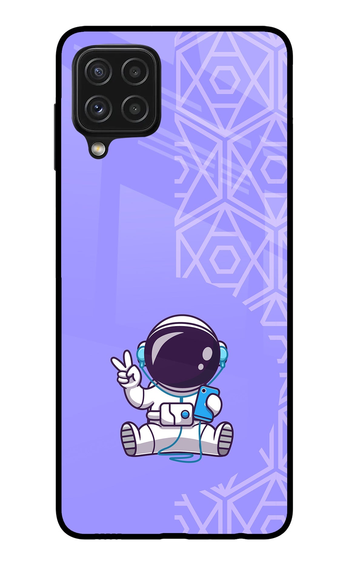 Cute Astronaut Chilling Samsung A22 4G Glass Case