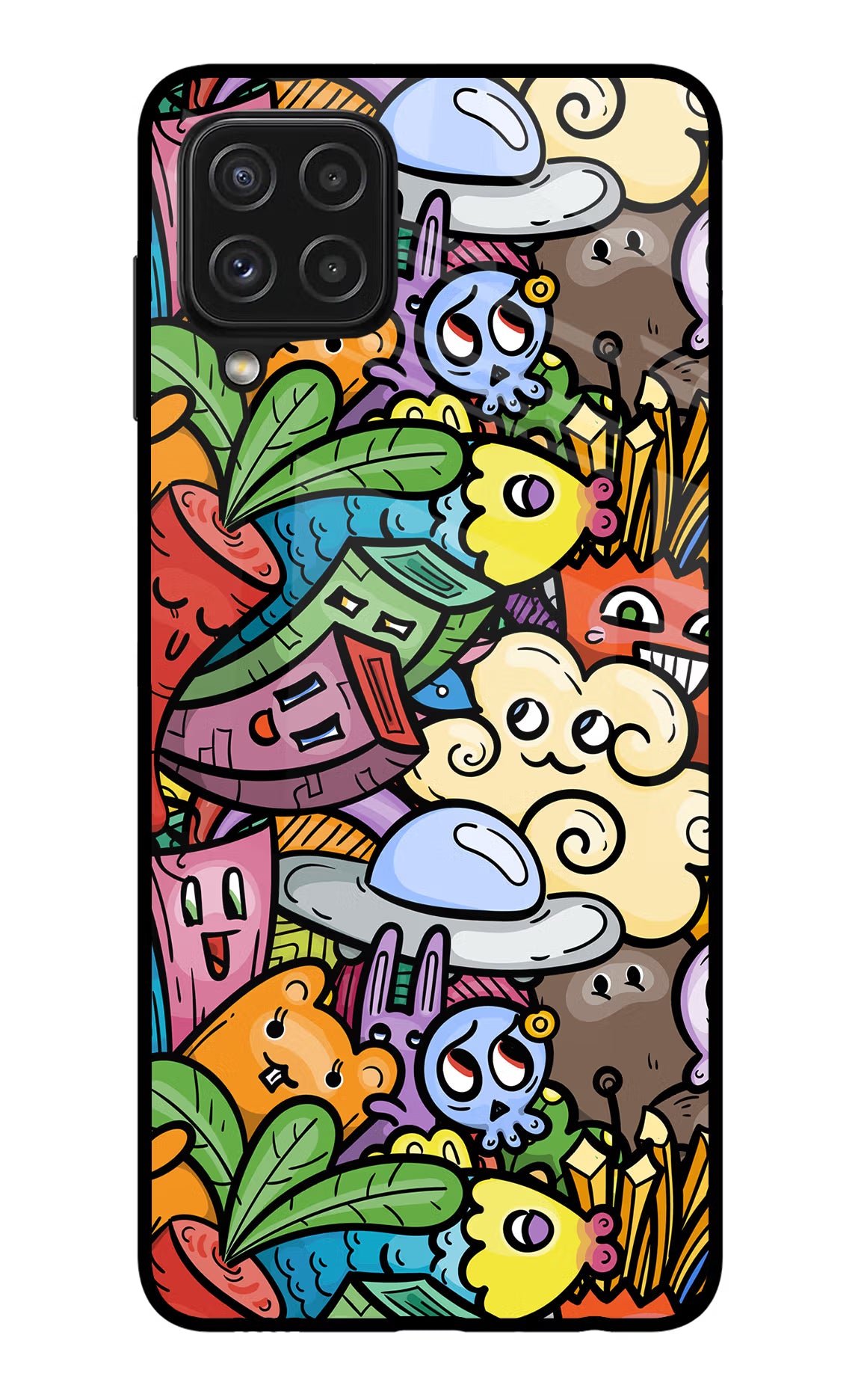 Veggie Doodle Samsung A22 4G Glass Case Back Cover by Casekaro