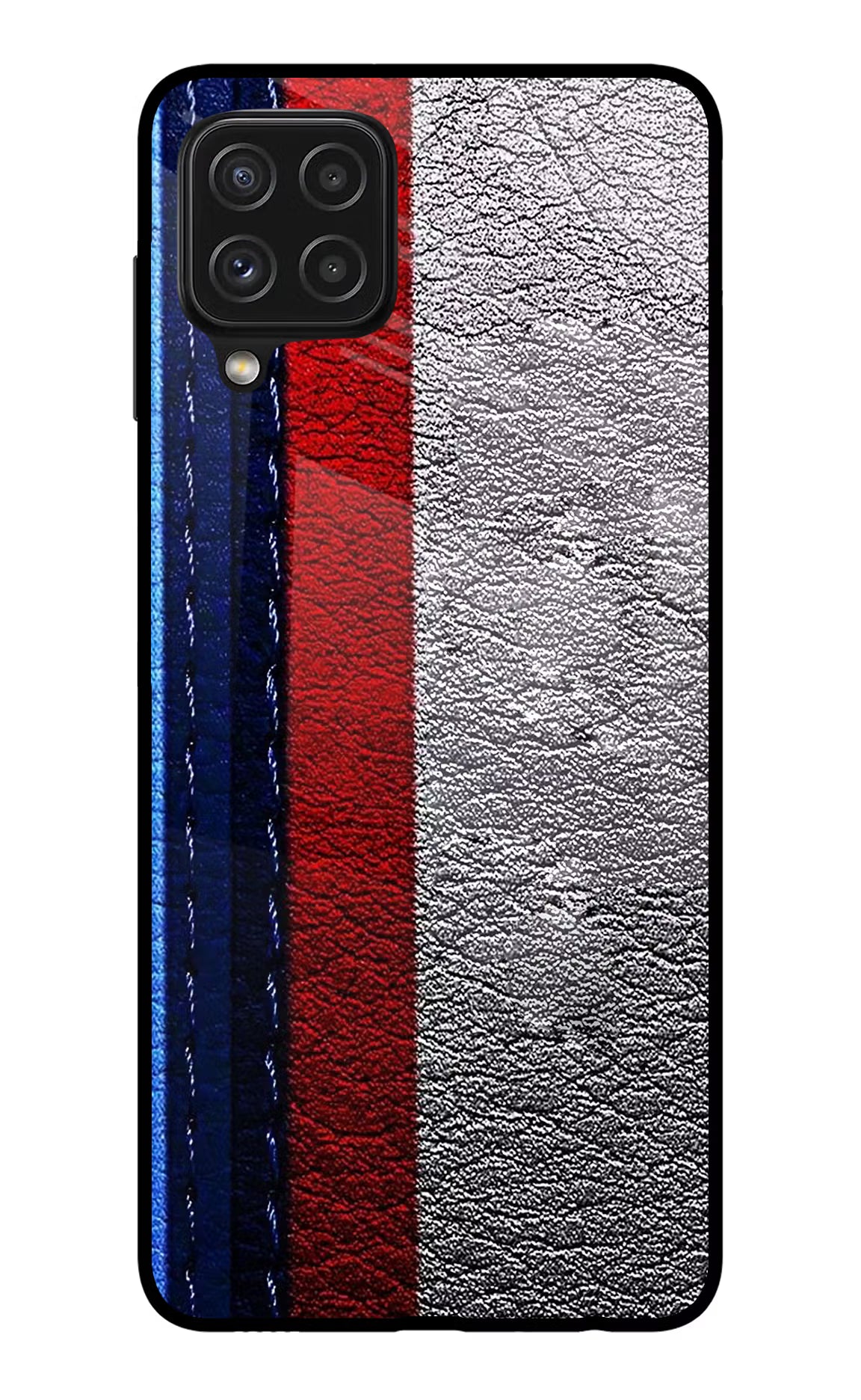 BMW Stripes Samsung A22 4G Glass Case Back Cover by Casekaro