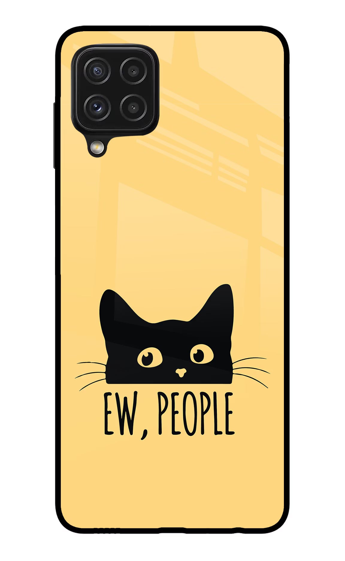 Ew People Catitude Samsung A22 4G Glass Case Back Cover by Casekaro