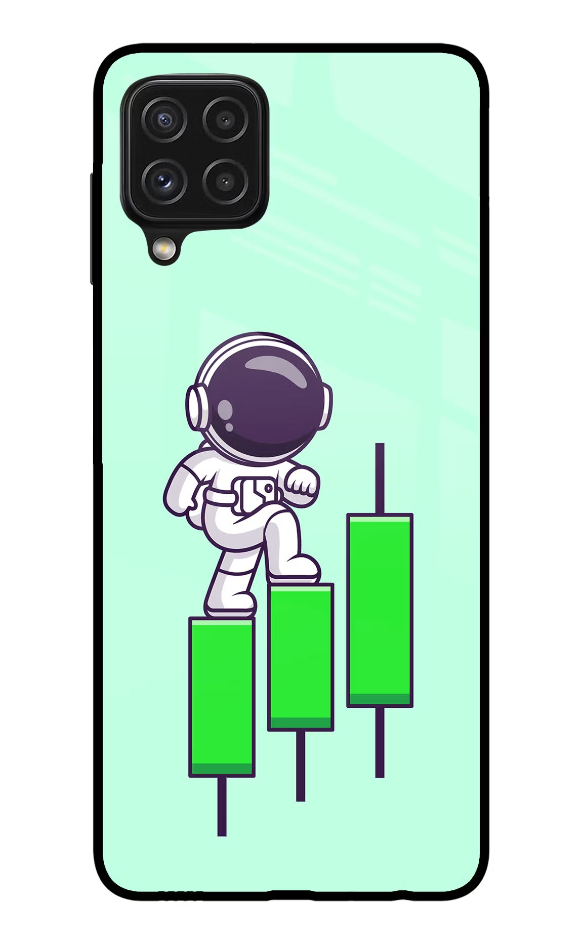 Astronaut Trader Samsung A22 4G Glass Case