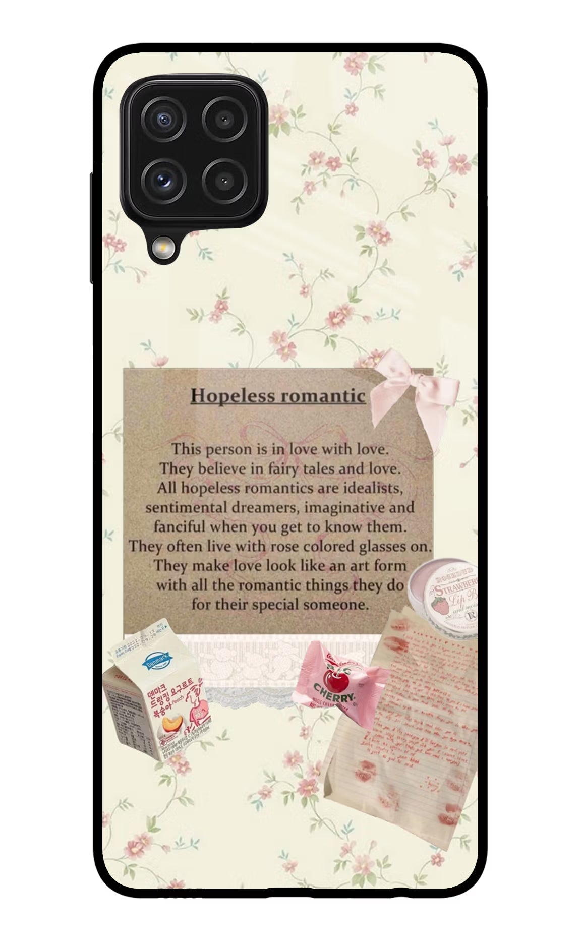 Hopeless Romantic Samsung A22 4G Glass Case Back Cover by Casekaro