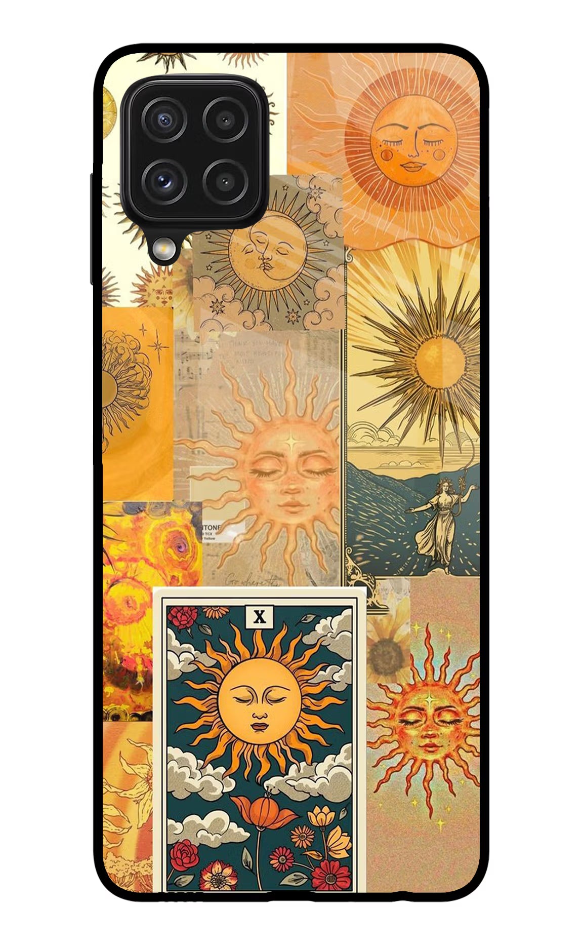 Sun Samsung A22 4G Glass Case Back Cover by Casekaro