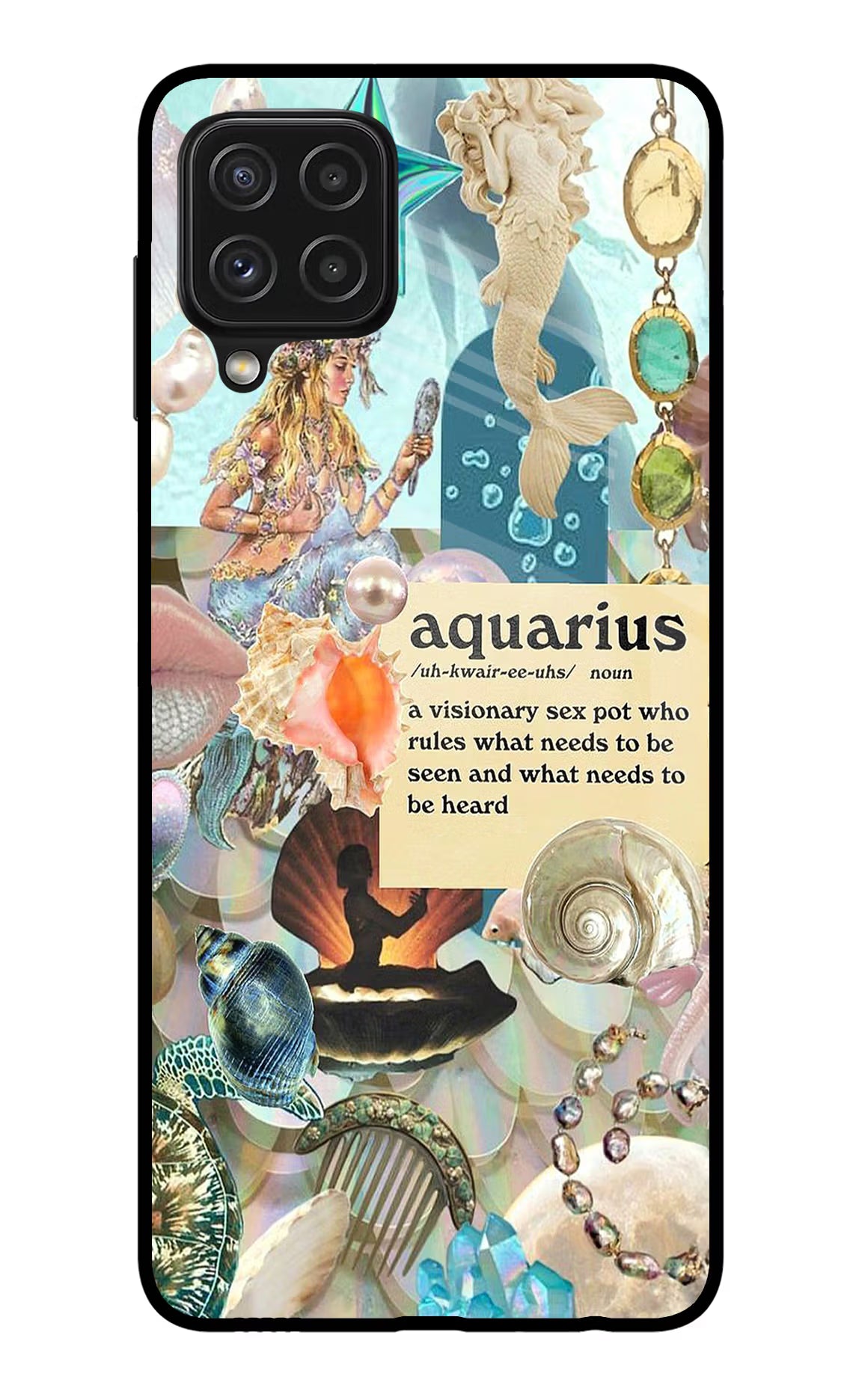 Aquarius Zodiac Samsung A22 4G Glass Case Back Cover by Casekaro
