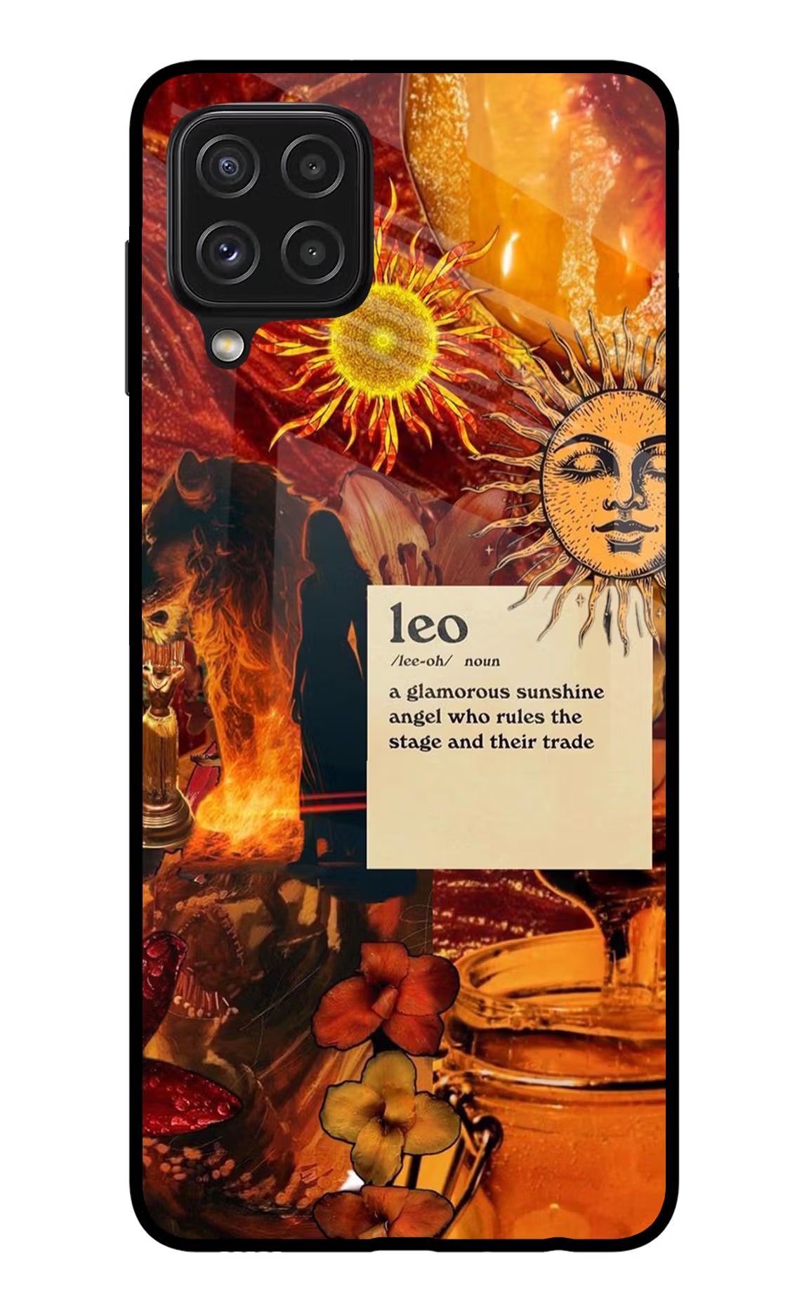 Leo Zodiac Samsung A22 4G Glass Case Back Cover by Casekaro