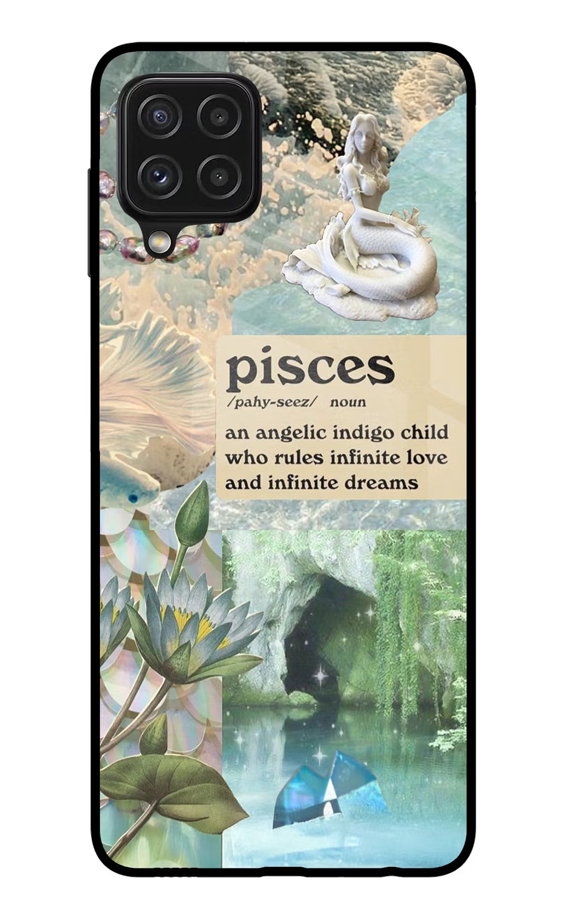 Pisces Zodiac Samsung A22 4G Glass Case Back Cover by Casekaro