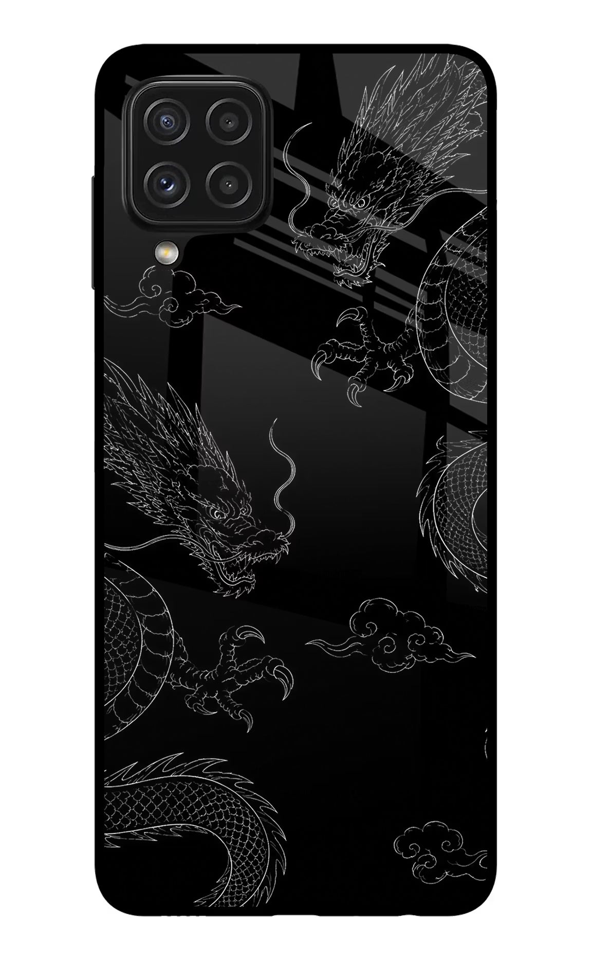 Twin Dragons Samsung A22 4G Glass Case Back Cover by Casekaro