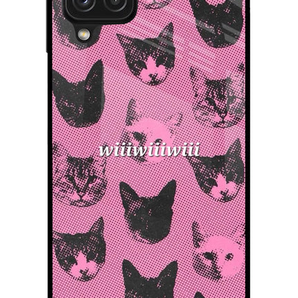 Pink Cats Samsung A22 4G Glass Case