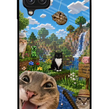 Minecraft Cat Chaos Samsung A22 4G Glass Case