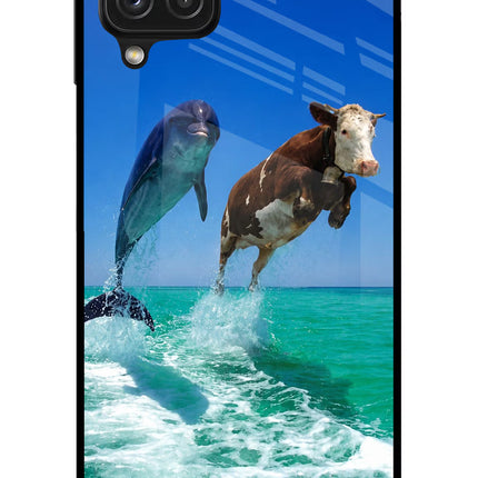 Dolphin vs Cow Samsung A22 4G Glass Case