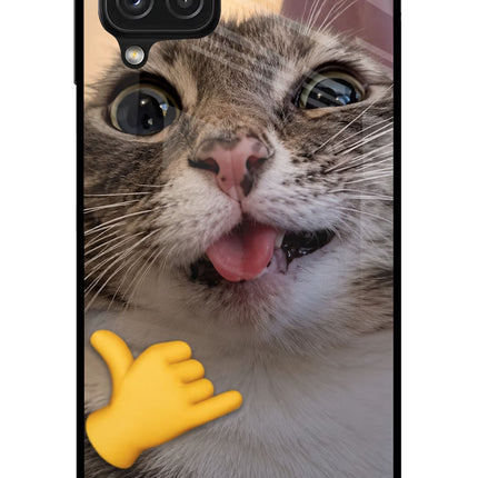 Silly Cat Call Samsung A22 4G Glass Case