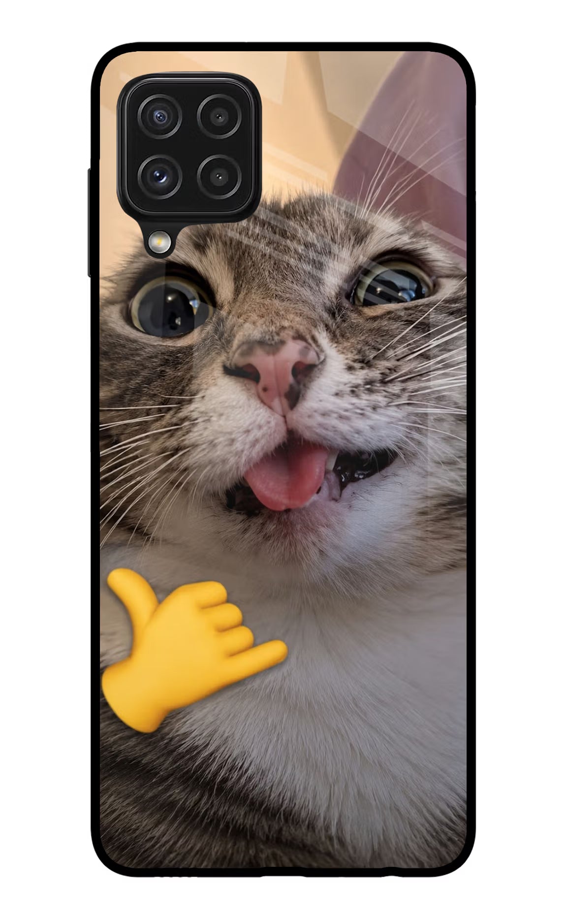 Silly Cat Call Samsung A22 4G Glass Case