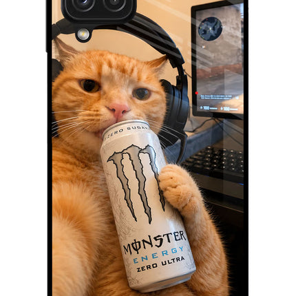 Gamer Cat Energy Samsung A22 4G Glass Case