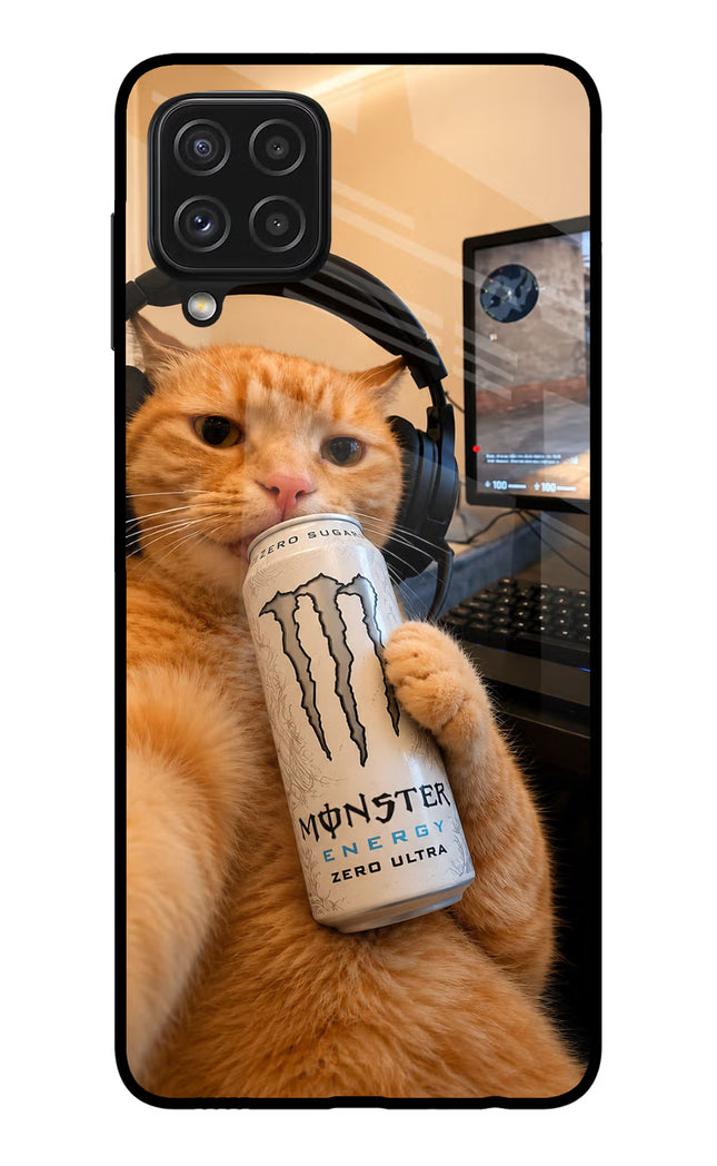 Gamer Cat Energy Samsung A22 4G Glass Case