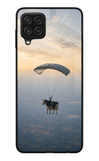 Skydiving Cow Samsung A22 4G Glass Case