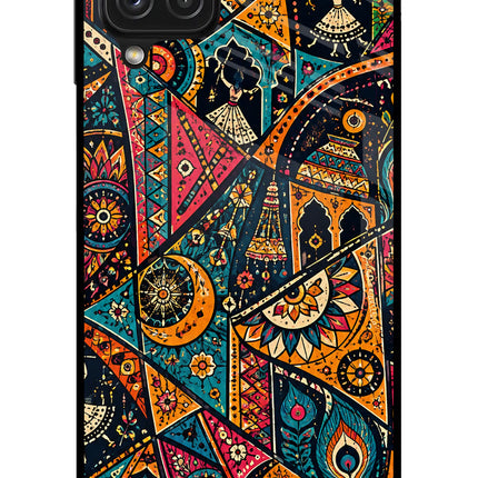 Folk Print Samsung A22 4G Glass Case