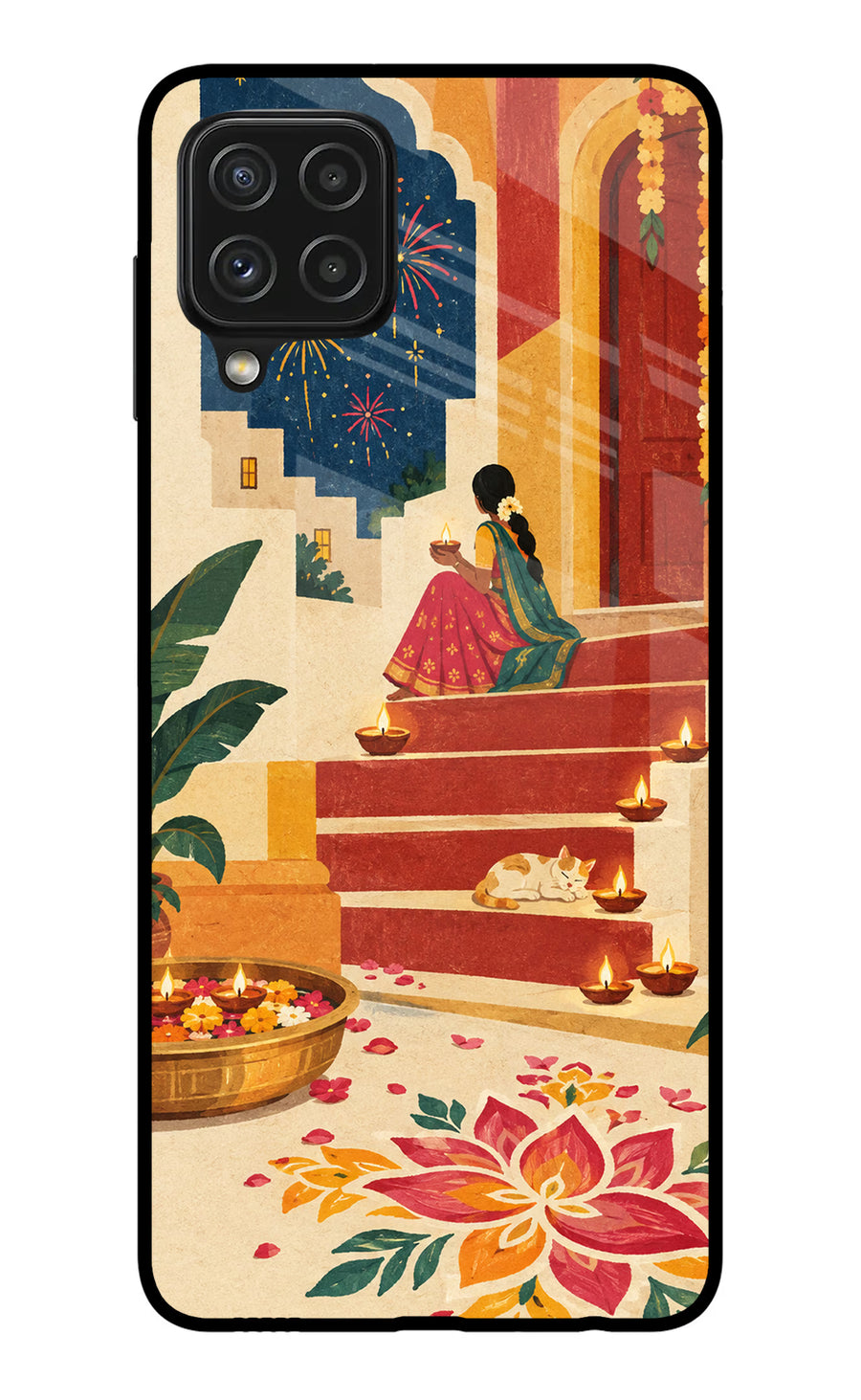 Diwali Rangoli Samsung A22 4G Back Cover, Glass case