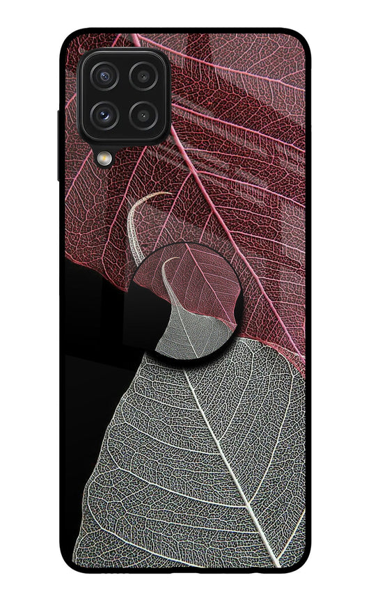 Leaf Pattern Samsung A22 4G Glass Case