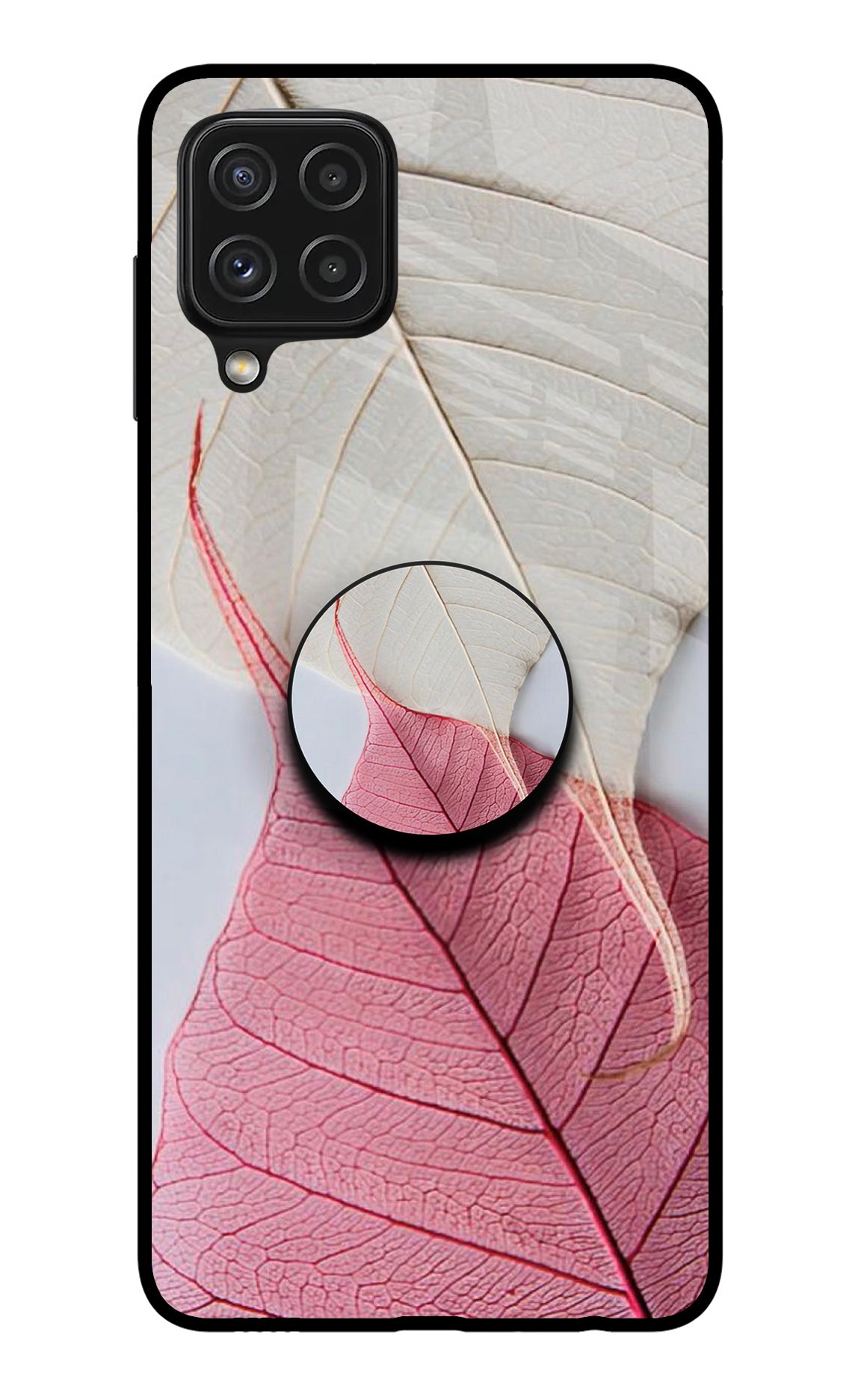 White Pink Leaf Samsung A22 4G Pop Case