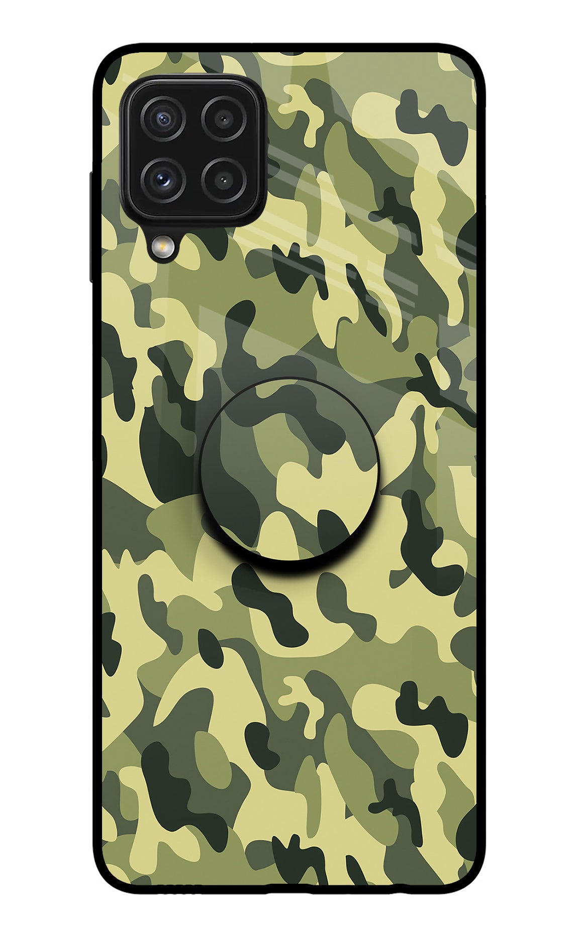Camouflage Samsung A22 4G Glass Case