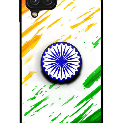 Indian Flag Ashoka Chakra Samsung A22 4G Glass Case