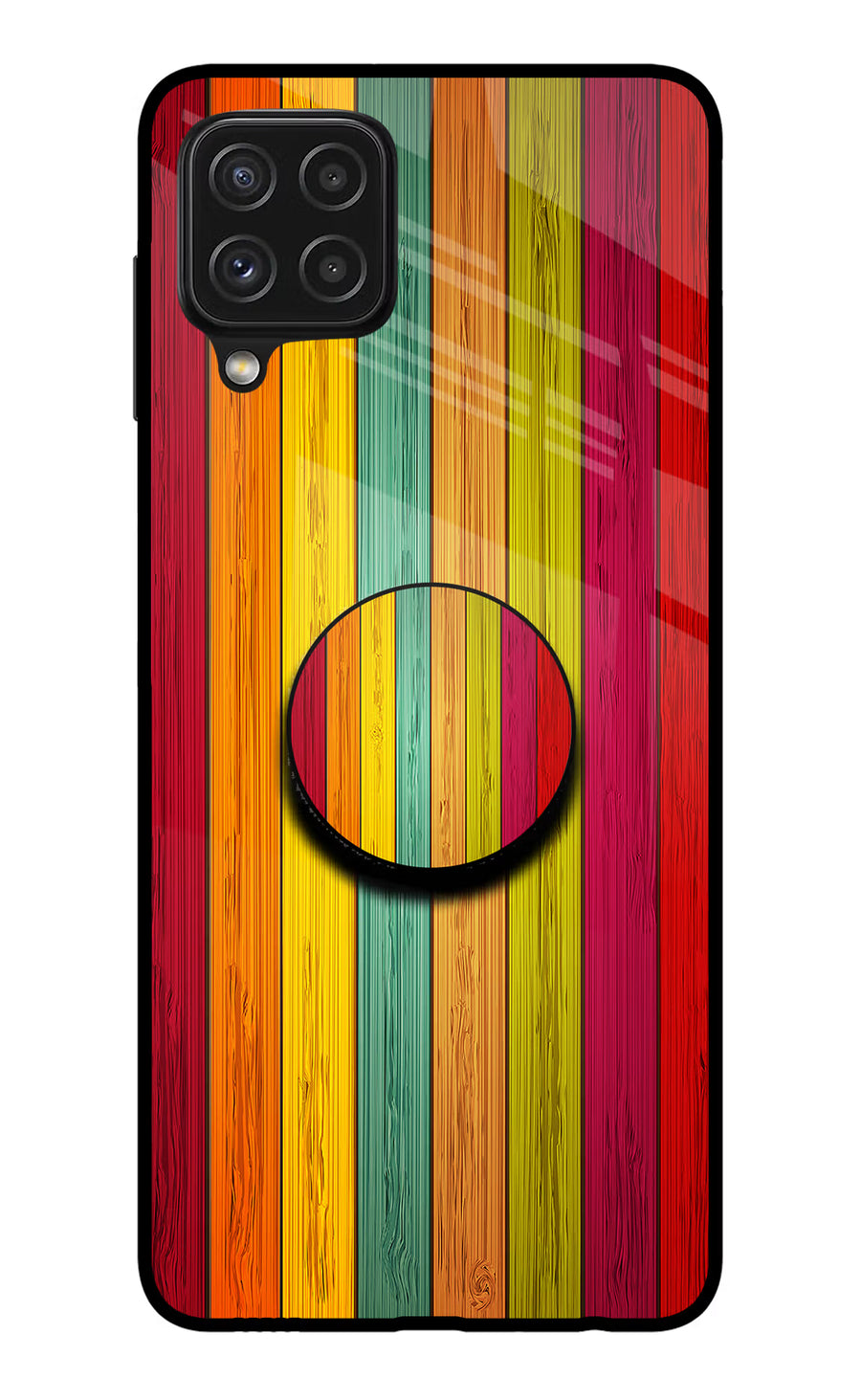 Multicolor Wooden Samsung A22 4G Pop Case, Glass case