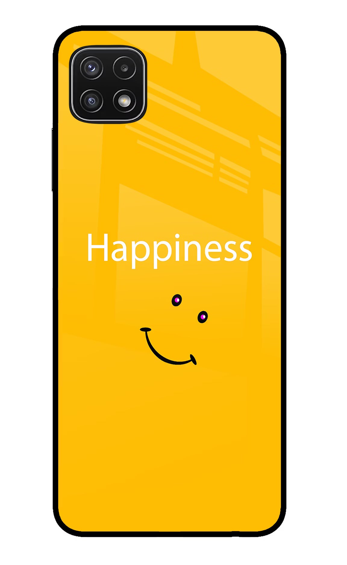 Happiness With Smiley Samsung A22 5G Glass Case Back Cover by Casekaro
