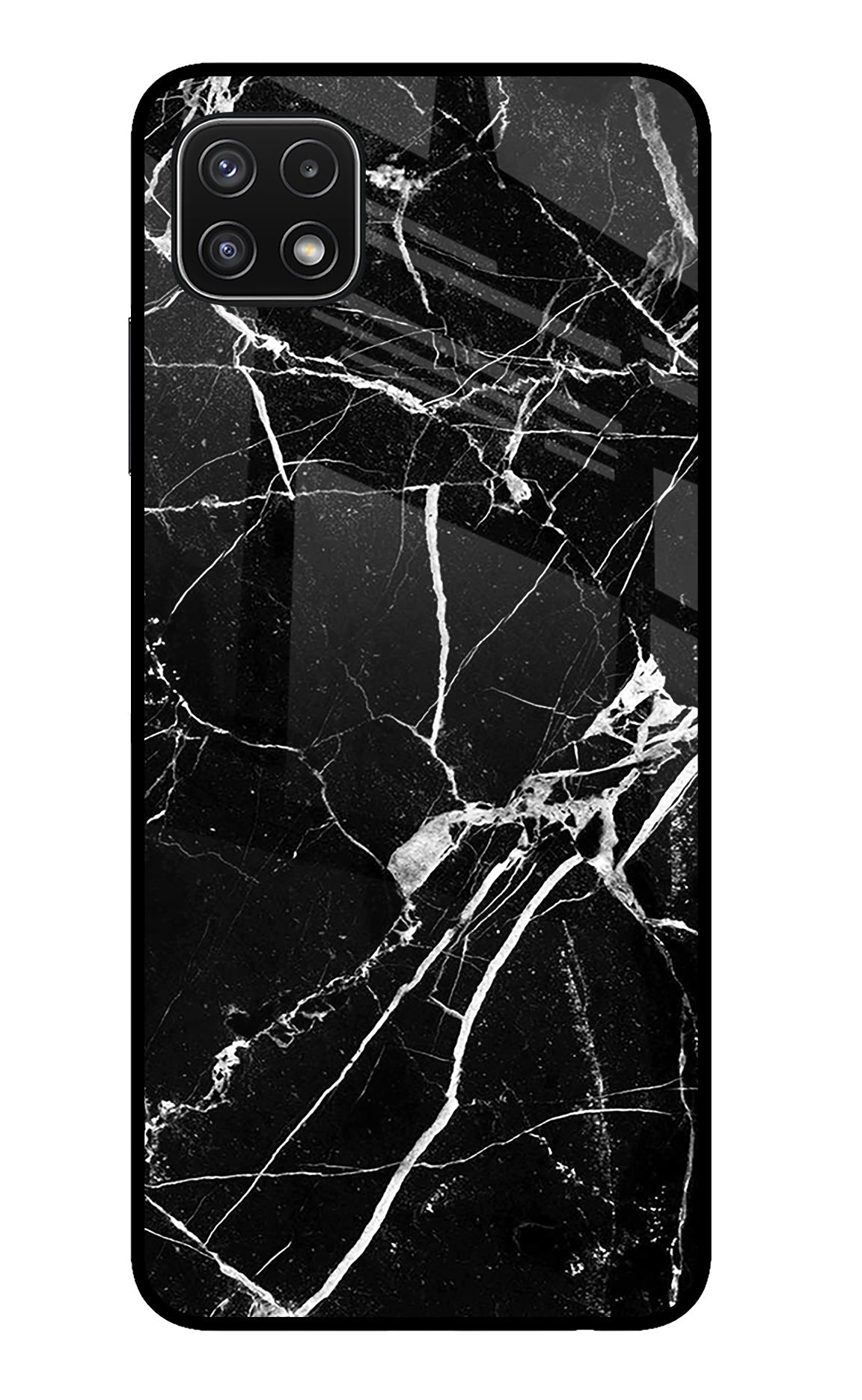 Black Marble Pattern Samsung A22 5G Glass Case