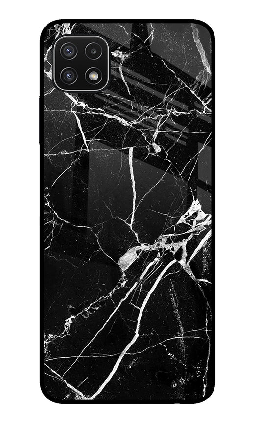 Black Marble Pattern Samsung A22 5G Glass Case