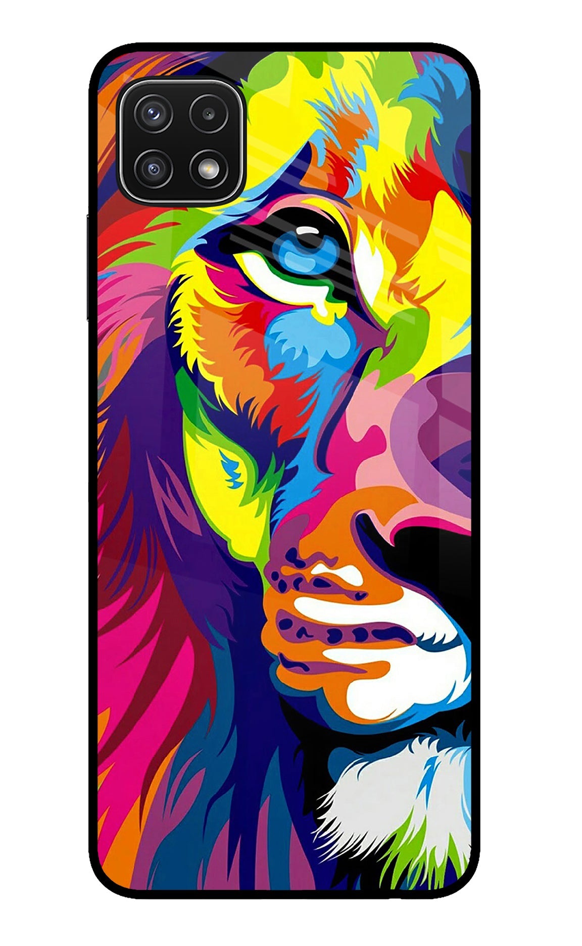 Lion Half Face Samsung A22 5G Glass Case