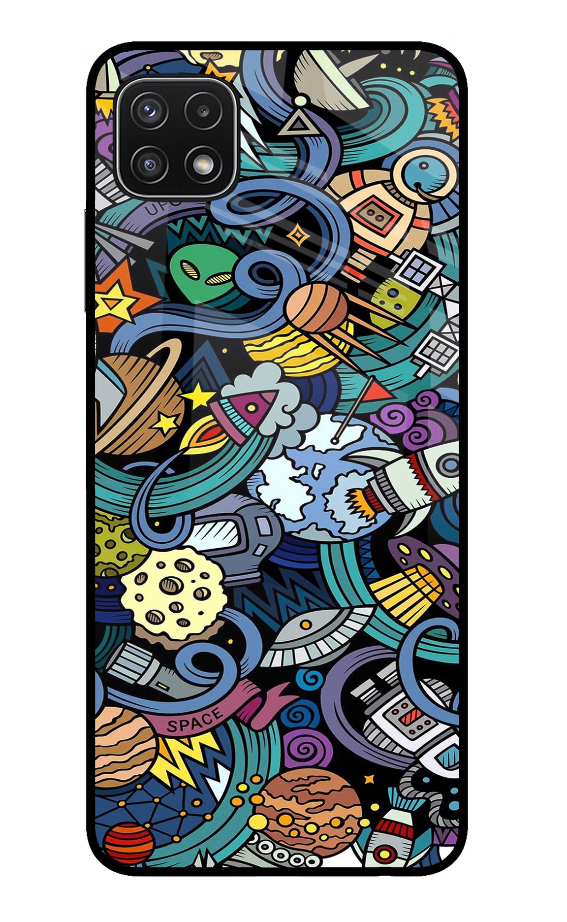 Space Abstract Samsung A22 5G Glass Case Back Cover by Casekaro