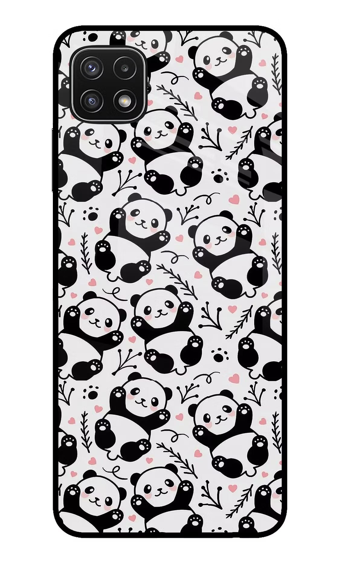 Cute Panda Samsung A22 5G Glass Case Back Cover by Casekaro