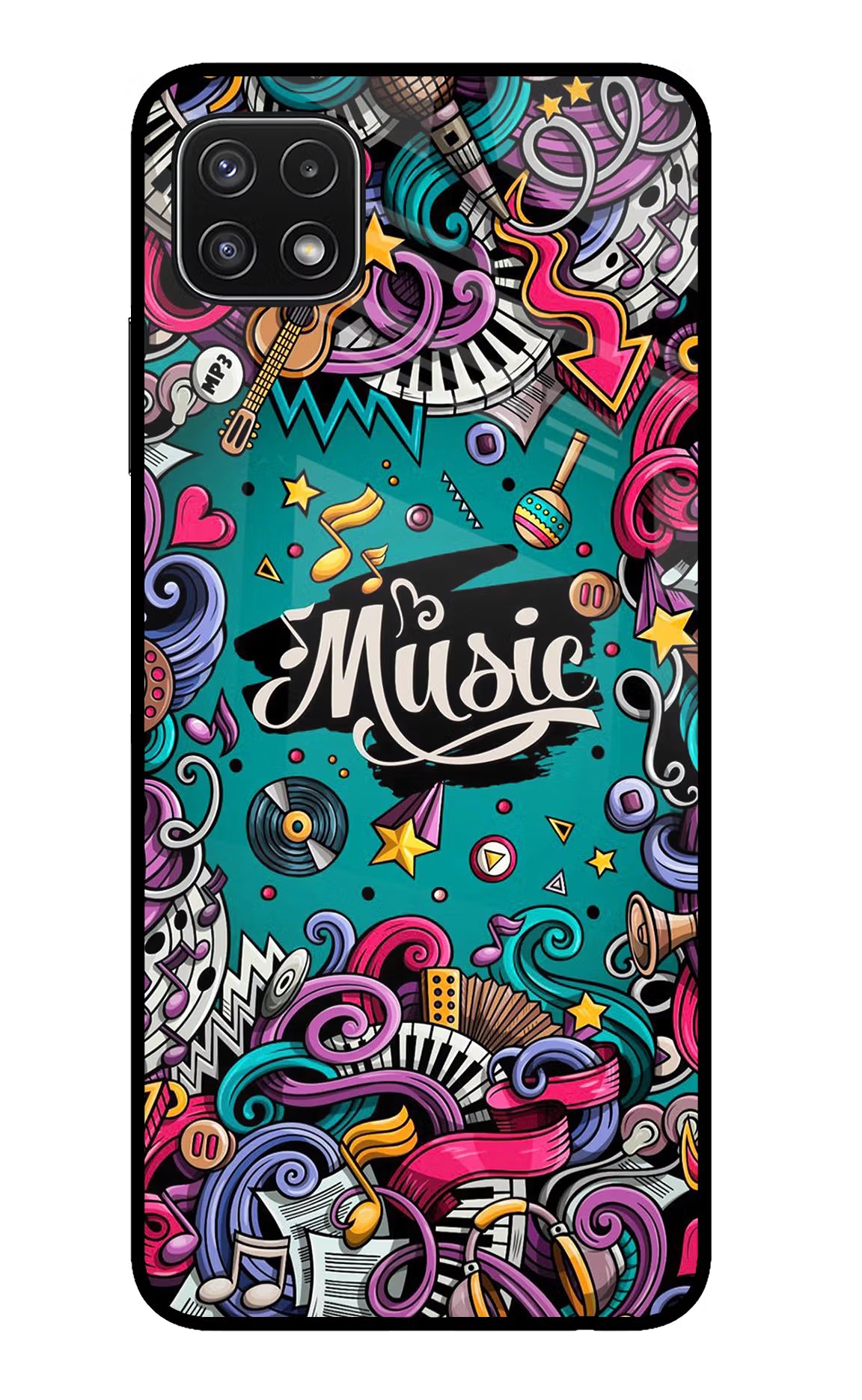 Music Graffiti Samsung A22 5G Glass Case Back Cover by Casekaro