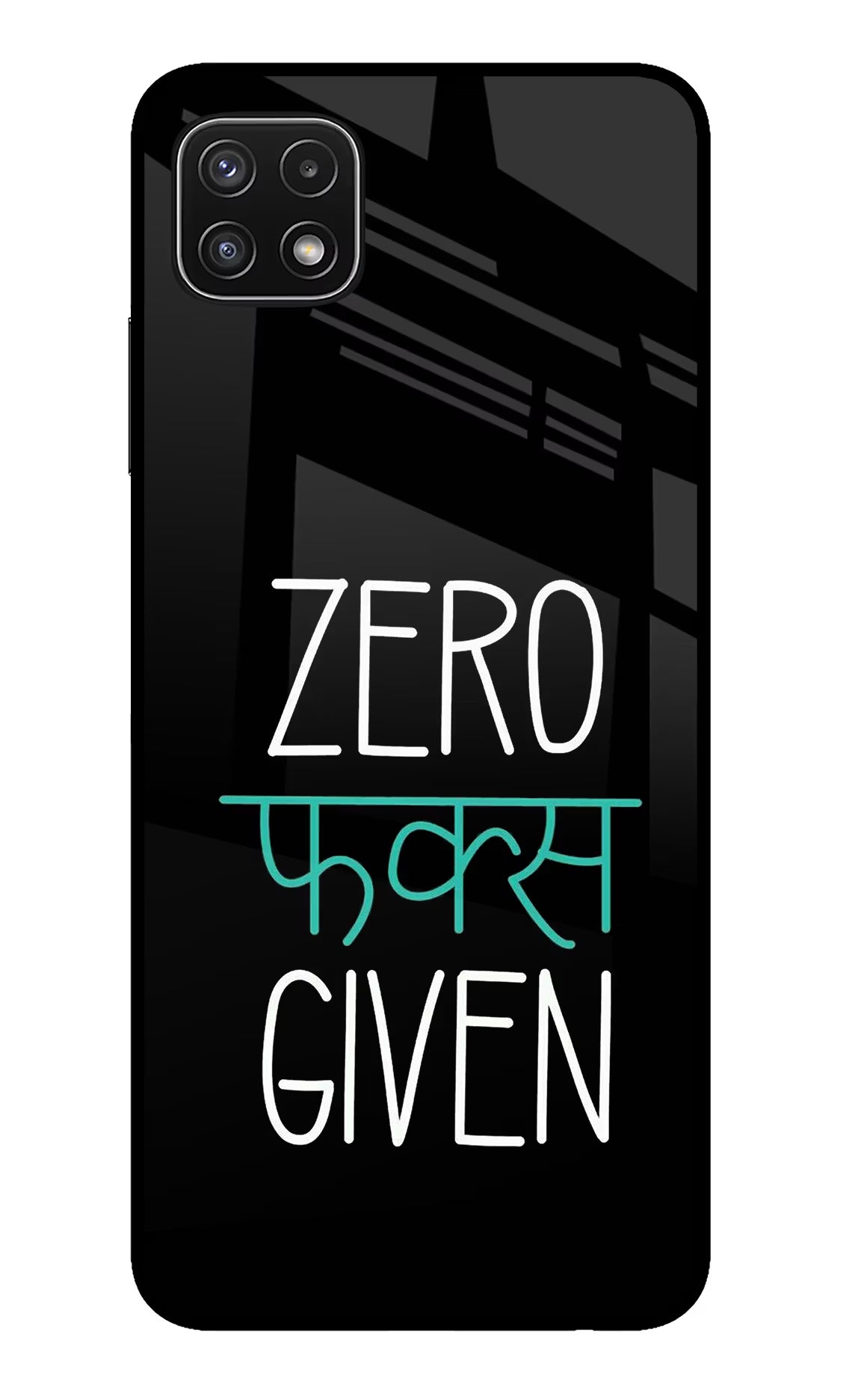 Zero Fucks Given Samsung A22 5G Glass Case Back Cover by Casekaro