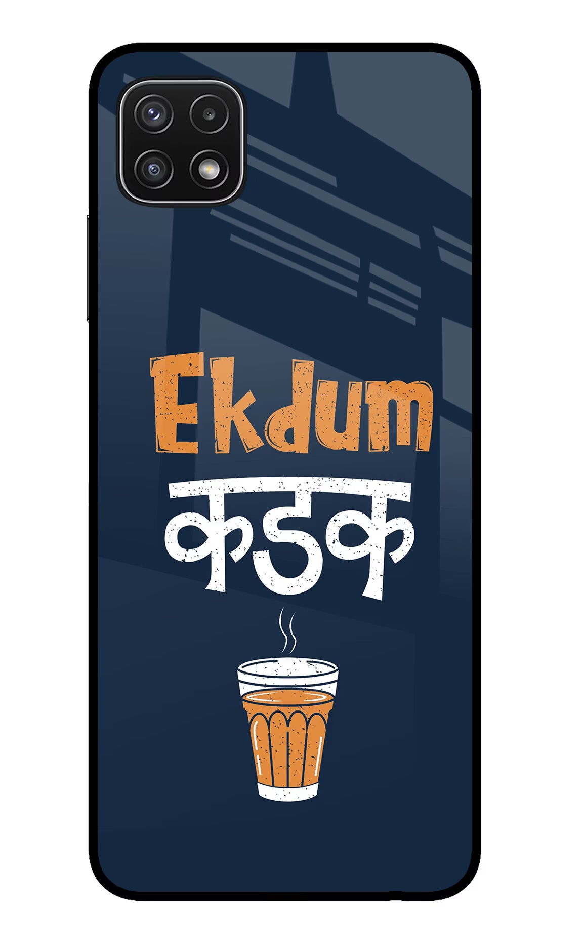 Ekdum Kadak Chai Samsung A22 5G Glass Case Back Cover by Casekaro