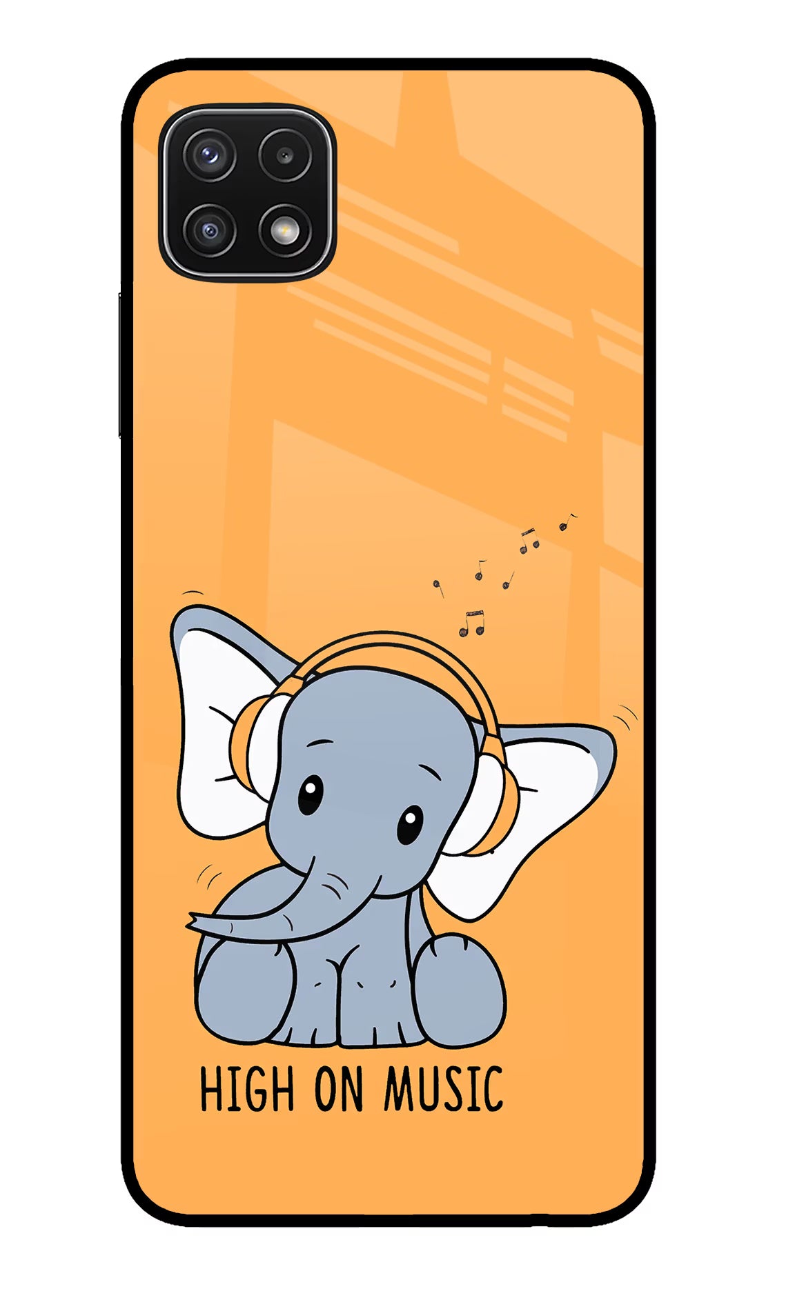 High On Music Samsung A22 5G Glass Case Back Cover by Casekaro