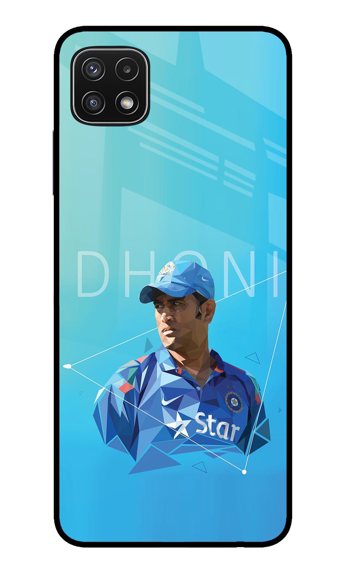 Dhoni Artwork Samsung A22 5G Glass Case