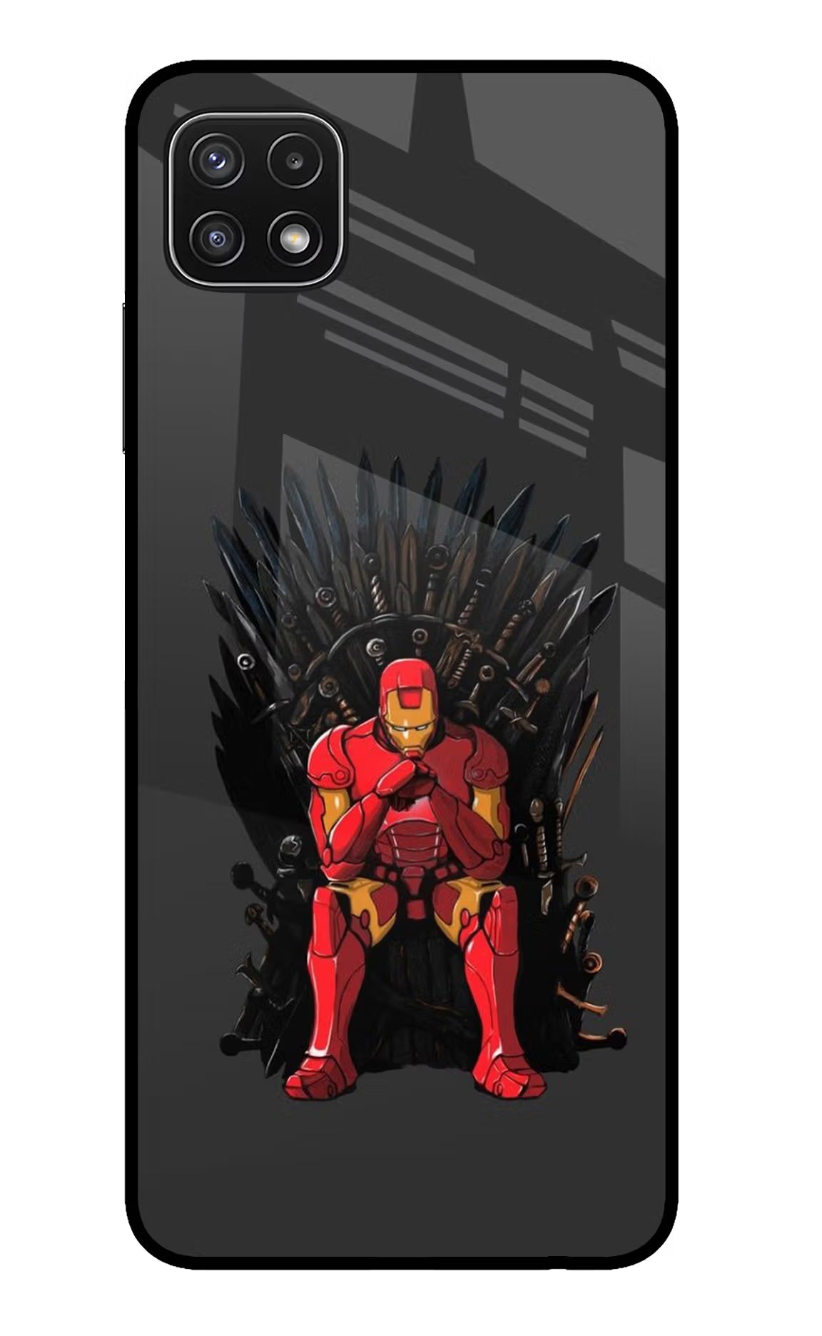 Ironman Throne Samsung A22 5G Glass Case Back Cover by Casekaro