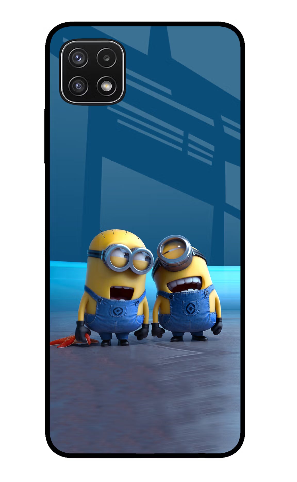 Minion Laughing Samsung A22 5G Glass Case Back Cover by Casekaro