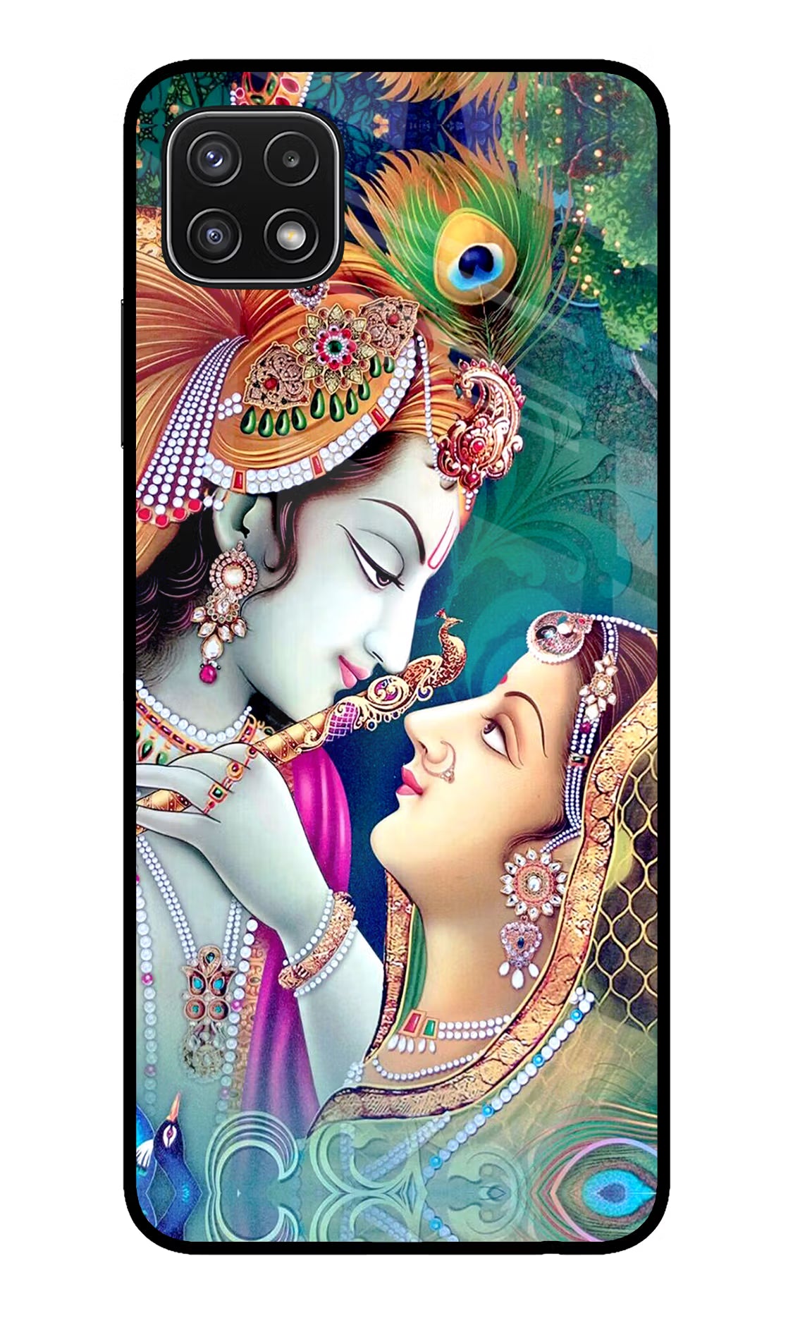Lord Radha Krishna Samsung A22 5G Glass Case Back Cover by Casekaro