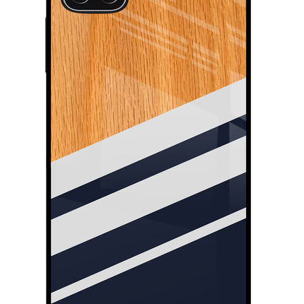 Blue and white wooden Samsung A22 5G Glass Case