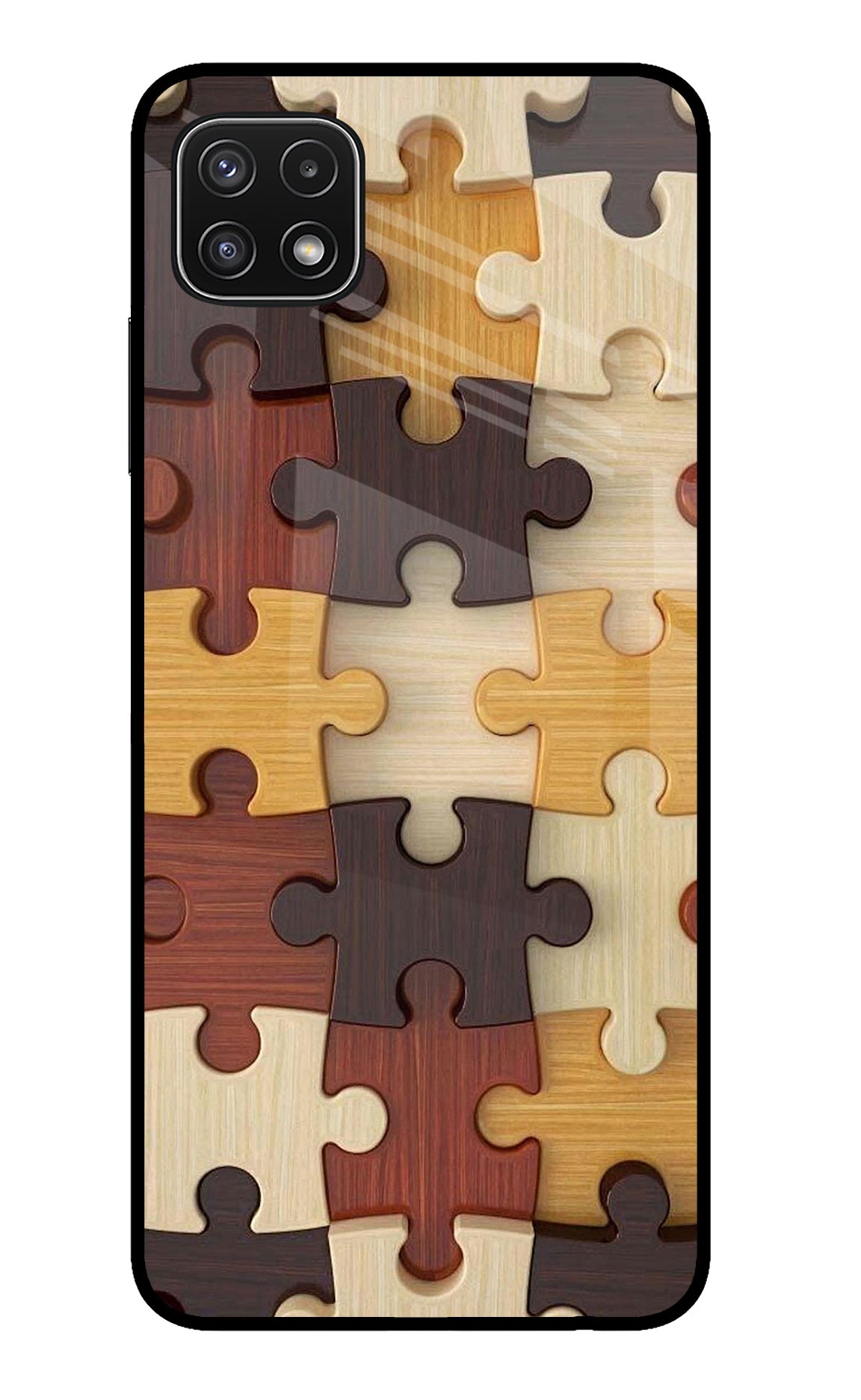 Wooden Puzzle Samsung A22 5G Glass Case